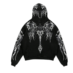 Sweat à capuche unisexe avec motif lettres gothiques, manches longues, doublure 100% coton, imprimé sur le devant et le dos des manches, poignets et ourlet côtelés - Product Image 2
