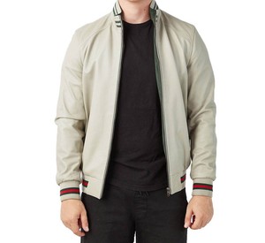 2025 Design à la mode hommes mode col montant veste en cuir meilleure vente matériel de toile personnalisée avec Logo avant - Product Image 1