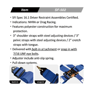 SF-502 Équipement de sécurité automobile, ceinture de sécurité de course certifiée SFI, harnais 5 points, logo personnalisé, couleur OEM ODM, directement de l'usine - Product Image 6
