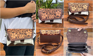 2025 Style occidental luxe Mini bandoulière usiné sculpture cuir sacs à main cheveux sur cuir de vachette mignon femmes sacs à bandoulière - Product Image 3