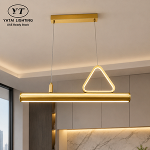 Lámpara Colgante LED Lineal Moderna de Metal Dorado, 40W 60W 3000K Blanco Cálido Ajustable, para Comedor, Isla de Cocina - Product Image 1