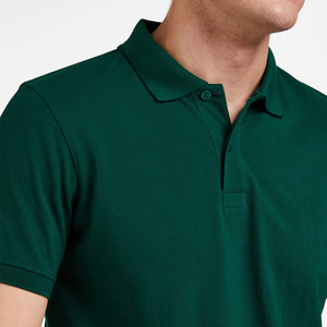 Polo de Manga Corta para Hombre, Color Verde Oscuro, Algodón Piqué, Corte Regular, Diseño Tejido Antiarrugas, Color Sólido, Estilo Casual - Product Image 6