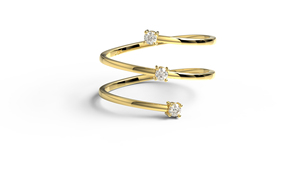 Luxury 18K Gold Spiral Wrap Bypass <b>Ring</b> Three Stone Round Cut Diamonds <b>Statement</b> <b>Ring</b> Anniversary Gift Fine Jewelry for Women - Product Image 1