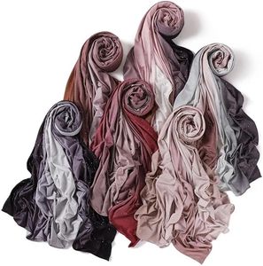 Islamic Chiffon Hijab Scarf Solid Color Gradient Black Pink White Breathable Four Seasons Adult Women Headwear - Product Image 2
