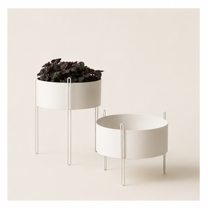 Juego de Macetas Modernas de Metal Blanco para Suculentas con Elegante Soporte Metálico para Decoración de Interiores de Hogar y Oficina - Product Image 2