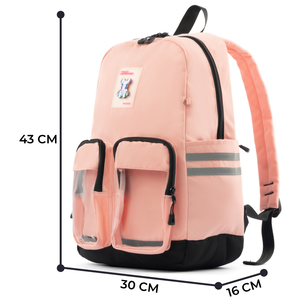 Pink Cartoon <b>Backpack</b> with Multiple Pockets Zipper Closure 15 Inches Softback Daypack Unisex Polyester - Product Image 2