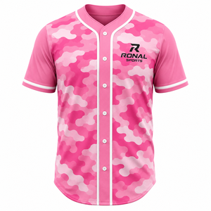 เสื้อเบสบอลผู้ชายขายดีรุ่นใหม่สำหรับฤดูหนาว แขนสั้นพิมพ์ลาย ชุดทีม 100% โพลีเอสเตอร์ Ronal Sports 140 กรัม คอเสื้อเบสบอล - Product Image 1