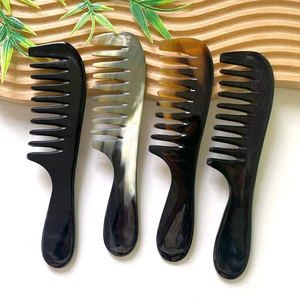 Peigne en corne de buffle naturel de qualité supérieure, fait à la main, à dents fines et larges, pour le coiffage professionnel des cheveux - Product Image 5