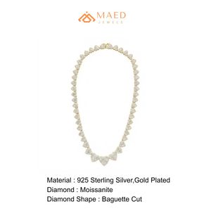 18K Gold Heart Moissanite <b>Chains</b> Luxury Corazon <b>Necklace</b> Premium Fashion Jewelry Elegant Gift Men's Baguette Cut Link <b>Chain</b> - Product Image 6