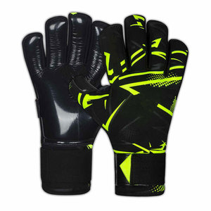 Gants de gardien de but de football, doigts entiers, cuir PU noir, fermeture auto-agrippante, unisexe, respirant, antidérapant - Product Image 1