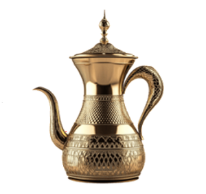 Stunning black & gold <b>Arabic</b> dallah with intricate floral etching and a curved handle. Available at wholesale price. - Product Image 4