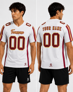 เสื้อฟุตบอลสีขาวสำหรับผู้ชาย SINEWY คอวี แขนสั้น พิมพ์ลายชื่อทีม 00 ระบายเหงื่อได้ดี ทรงแอธเลติก - Product Image 1