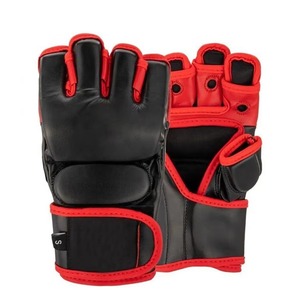 Guantes de Grappling de Piel Sintética PU al por Mayor, Rojos y Negros |   Guantes de Entrenamiento y Competición con Logotipo Personalizado |   Proveedor OEM ODM - Product Image 2