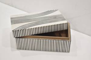 Modern Striped Wood Eco-Friendly Multifunctional Decorative Storage <b>Box</b> Curved Lid Handcrafted Jewelry Tableware Organizer - Product Image 4