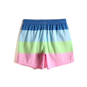 Summer <b>Men's</b> Casual Breathable Knitted Swimwear Shorts 100% Cotton Elastic Waist Quick Dry Beach Swim <b>Trunks</b> with Zipper Pockets - Product Image 1
