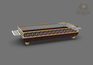 Bandeja de Servir Redonda de Metal y Madera, Diseño de Lujo, Pulida y Personalizada, con Campana, Ecológica, Regalo Empresarial de Exportación India - Product Image 5