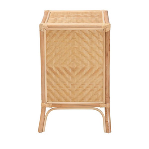 Table de chevet en rotin naturel de haute qualité, tendance actuelle, avec motif unique en forme d'arbre rayé, meuble d'appoint de rangement pour la décoration intérieure - Product Image 5