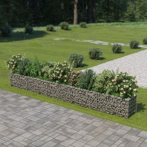 Jardinera Elevada Gabion de 177.2 x 19.7 x 19.7 cm, Acero Galvanizado Plateado para Macetas y Jardineras - Product Image 1