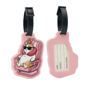 Bespoke Soft Creative Animal Print Personalized <b>Stitched</b> Design Silicone Rubber PVC Travel Tags for Travel Bags - Product Image 2