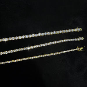 Bracelet tennis de luxe en argent 925, serti de diamants taille brillant, plaqué or 18 carats, unisexe, bijoux pour anniversaire et soirée - Product Image 3