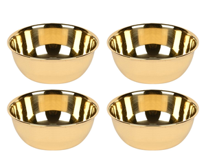 Premium Gold Finish Brass Bowl <b>Set</b> of 4 Handcrafted Tree Etched Modern Design Dishwasher Safe Lightweight Decorative Bowls - Product Image 4