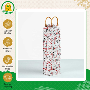 Exportador Indio Vende Bolsas de Yute de Alta Calidad con Bonito Estampado y Asa de Mimbre para Regalos Corporativos y Regalos de Navidad - Product Image 2