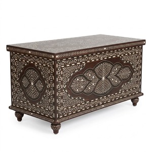 Table basse rectangulaire en bois avec incrustation d'os noir faite à la main, motif animalier traditionnel, personnalisable pour la maison et l'hôtel - Product Image 5