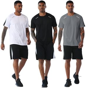 Workout <b>Shirt</b> and Shorts Set Men's 100% Polyester Set Zipper Pockets Quick Dry Gym Athletic Clothes Running Summer Casual Outfit - Product Image 4