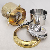 Marmite électrique en acier inoxydable 13L Or/Or rose/Argent, motif martelé, récipient isotherme pour soupe, chauffe-plats électrique