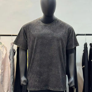 T-shirts pour hommes en coton délavé, matière respirante, coupe oversize, style décontracté, manches courtes, col rond. - Product Image 1