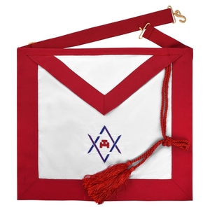 Delantal de Capítulo Masónico Royal Arch con Cinta Roja, Triple Tau y Estrella de David, Regalia Masónica, Delantal Ceremonial de Capítulo - Product Image 3