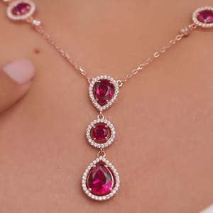 Super September Hot Sale Rose Gold Plated 925 Sterling <b>Silver</b> Floral <b>Necklace</b> <b>and</b> <b>Earrings</b> Jewelry <b>Set</b> for Women - Product Image 4