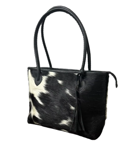 Bolso Tote de Cuero Vacuno con Pelo, Estilo Vintage, Gran Capacidad, Portátil, de Cuero Genuino - Product Image 1