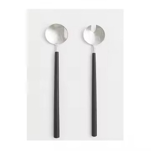 Elegant Style Metal Salad Server Set Stainless Steel Salad Serving Spoon Fork <b>Kitchen</b> Dining <b>Table</b> Use - Product Image 1