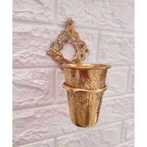 Wholesale Pure Brass Filter Coffee Dabara Set With Hand Painted Floral Design Indian Coffee <b>Cup</b> And <b>Saucer</b> Kitchen Tableware - Product Image 1