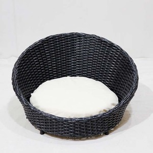 Black Modern Round Wicker Pet Furniture <b>Nest</b> Sofa <b>Bed</b> with Cushion for Dogs & Cats Living Room & Bedroom - Product Image 1