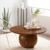 Table basse en bois massif finition mate couleur miel pour salon, table centrale élégante, mobilier moderne pour la maison, décoration d'appoint