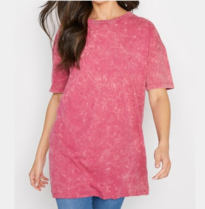 Wholesale <b>Drop</b> Shoulder Loose Winter Women <b>Acid</b> Wash Canvas T-Shirt 100% Cotton Breathable OEM Customizable High Quality Quick - Product Image 1