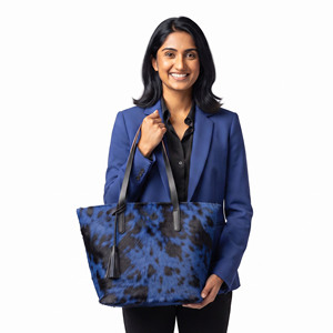 Sac fourre-tout en cuir de vachette à poils pour femme, sac à main à bandoulière avec fermeture éclair, qualité supérieure - Product Image 5