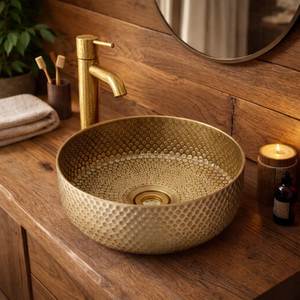Artistic Brass Wash <b>Basin</b> Premium Bathroom Vessel Sink Handcrafted Durable Countertop Fixture Decorative Interior Luxury Collect - Product Image 6