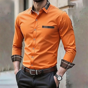 Camisa de manga larga sin planchado para hombre, camisa informal y cómoda de manga larga, camisa interior para primavera y otoño, talla grande - Product Image 3