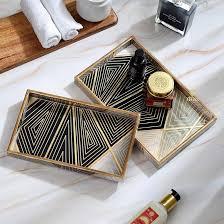 Wooden Storage Tray Rectangle Minimalist Design Unfinished Finish Single Tier Table Use Multifunction Neatening Storage <b>set</b> of 2 - Product Image 1
