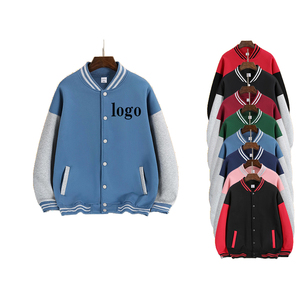 เสื้อแจ็คเก็ตเลตเตอร์แมนแบบยูนิเซ็กซ์ สีพื้น ผ้าฟลีซ คอปกพับได้ ติดกระดุม สวมใส่สบายๆ สำหรับฤดูใบไม้ร่วง - Product Image 1