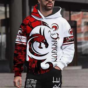 Sudadera con Capucha para Hombre Elk Hunter, Casual, Blanca y Roja, de Felpa, Transpirable, Corte Regular, Invierno, Tejida, 100% Algodón, Impresión Digital, ODM - Product Image 6
