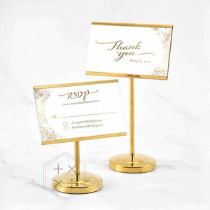ที่ใส่บัตรธุรกิจและที่วางเมนูสแตนเลสสีทอง สำหรับงานนิทรรศการ ดีไซน์หรูหราทันสมัย ใช้ในงานแต่งงาน งานเลี้ยง และโรงแรม - Product Image 5