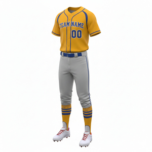 Maillot de baseball personnalisable respirant à col en V et pantalon uniforme, vêtements de sport imprimés par sublimation de haute qualité, prix abordable, OEM - Product Image 5