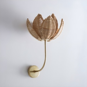 Floral design rattan wall lamp kids <b>lighting</b> <b>accessory</b> wholesale bohemian inspired lampshade - Product Image 2