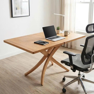 Table à manger extensible moderne 128x96cm, hauteur réglable, en bois de hêtre massif, mobilier de salle à manger - Product Image 2
