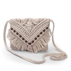 Bolso Bandolera de Macramé Hecho a Mano para Mujer, Bolso de Algodón Blanco Elegante para Uso Diario, Viajes Casuales - Product Image 5