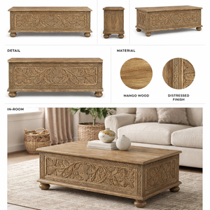 Wholesale Supply Majestic Branches Hand Carved Solid Wood Coffee <b>Table</b> for Living Room and Office Available at Good Price - Product Image 3